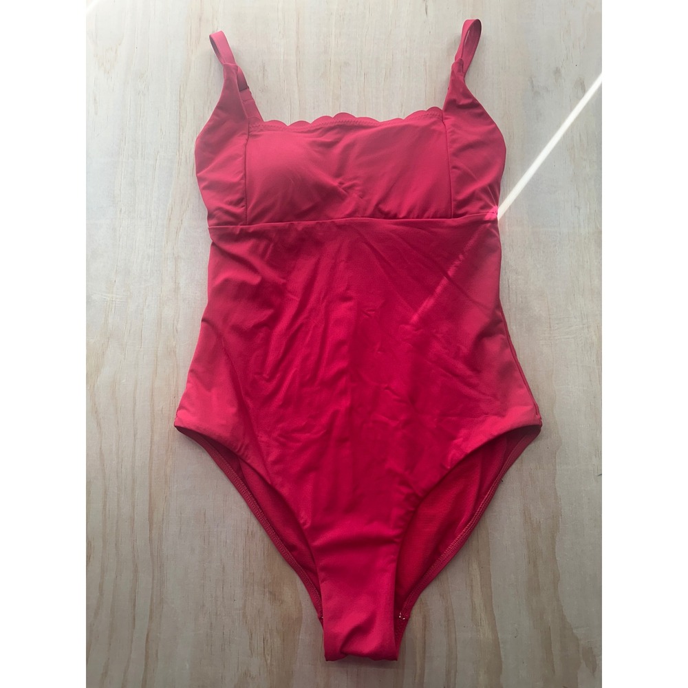 Sea Level Australia Red Scallop Trim One Piece Swimsuit Women US 6 Adjustable